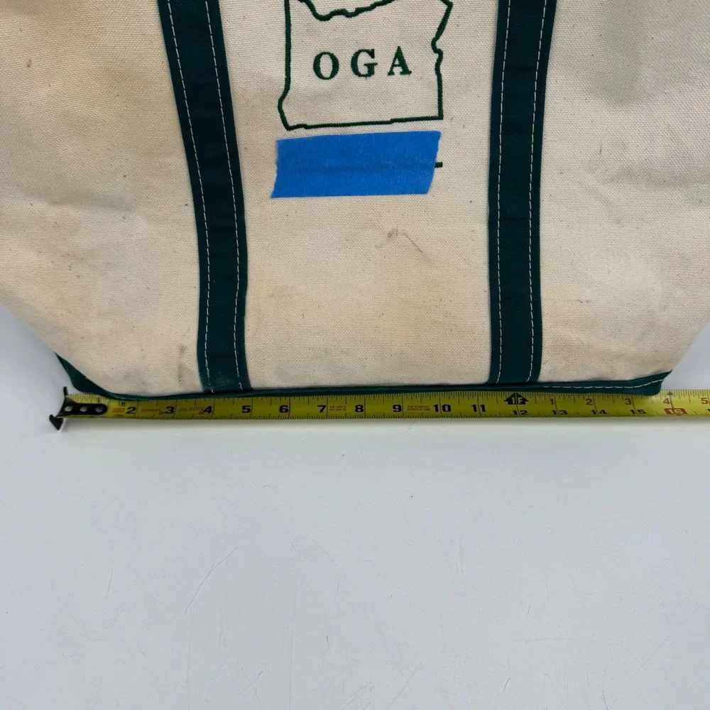 Vintage LL‎ Bean Boat and Tote Bag Canvas Green Oregon OGA Graphic - Picture 2 of 13